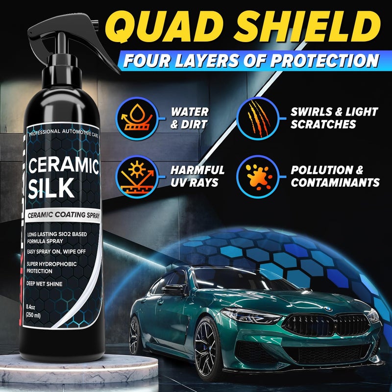 Carfidant Scratch & Swirl Remover with Ceramic Silk - Car Scratch Remover for Vehicles Paint Repair with Ceramic Coating Spray - Polishing & Washing Kits with Applicator Pad & Microfiber Towel - Image 5